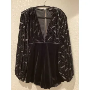 Bronx And Bronco black Maria Velvet V neck Romper Size Small thumbnail 3