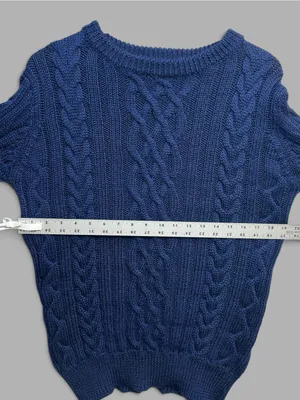 WoolOvers Women’s Small Navy Blue 100% Wool Cable Knit Sweater thumbnail 5