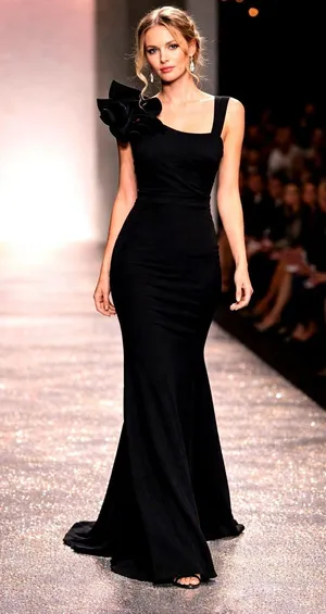 LuLu's Lucette Black Sleeveless Ruffled Mermaid Gown XS thumbnail 1