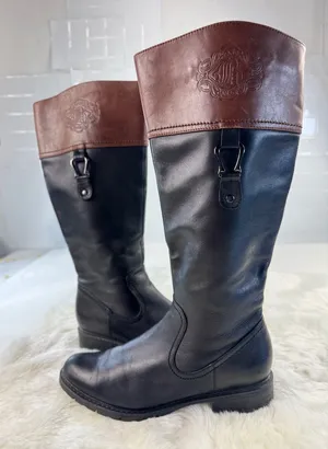 Blondo Aqua Protect Black Brown Leather Waterproof Riding Boots B1974-91 Size 8M thumbnail 1