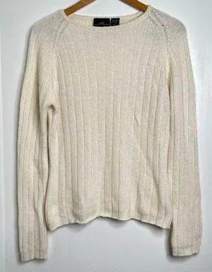 Andrea Viccaro Lambswool Angora Rabbit Hair Sweater Women’s Size Large Cream thumbnail 1