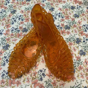 American apparel Los Angeles Apparel lattice flat jelly sandals orange footwear thumbnail 1