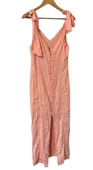 Aritizia Tularosa Pink Polka Dot Slit Ruffle Midi Dress thumbnail 5