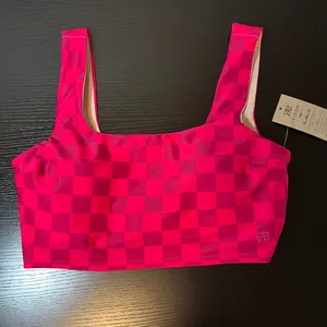 Albion Fit Magenta Check Olivia Swim Crop Belted Bottom Two Piece Set Medium NWT thumbnail 3