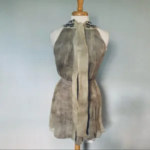 Alice + Olivia Gray Tan Silk Tie Dye Party Cocktail Dress Size S thumbnail 12