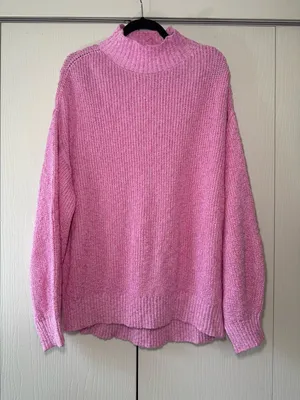 NWT Aerie Hits The Spot Mockneck Sweater in Raspberry Peak 100% Cotton thumbnail 1