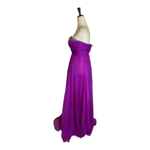 La Femme Purple Magenta Strapless‎ Rhinestone Sweetheart Neck Gown Size 0 thumbnail 4