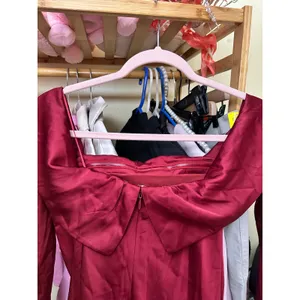 Abercrombie & Fitch Long Sleeve Off The Shoulder Satin Dress Size Small Tall thumbnail 12