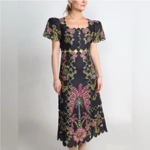 Farm Rio Black Ravenala Short Sleeve Maxi Dress XS thumbnail 13
