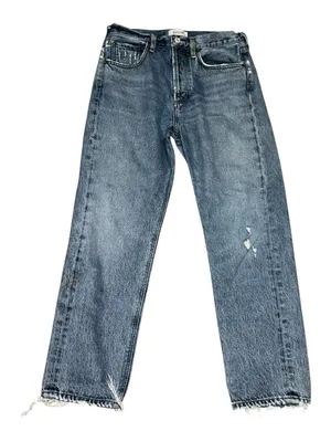 Agolde Women's Straight Leg Distressed Blue Jeans thumbnail 1
