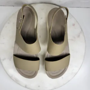 Crocs Brooklyn Low Wedge Sandals Size 8 Mushroom LiteRide Slingback Two Strap thumbnail 3