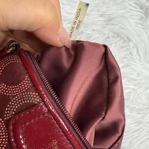 COACH Burgundy / red Signature Canvas Wristlet thumbnail 6