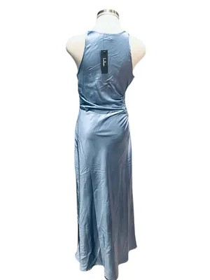 Lulus Cherita Periwinkle Blue Satin Cutout Maxi Dress Size Small NWT thumbnail 9