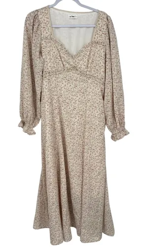 In Loom Dress Women Large Ditsy Floral Long Sleeve Prairie Cottagecore Boho Maxi thumbnail 1