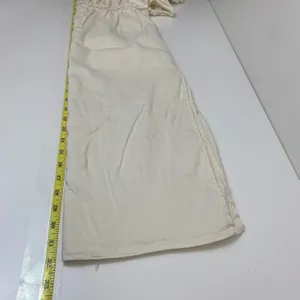 Forever 21 Women's M Cream Linen Blend Smocked Puff Sleeve Open Back‎ Midi Dress thumbnail 5