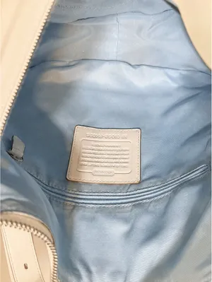 Coach Signature Canvas Bucket Shoulder Bag Blue Cream Adjustable Strap thumbnail 7