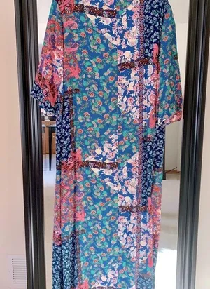 Long Kimono Mixed Print Blue Size XL thumbnail 3