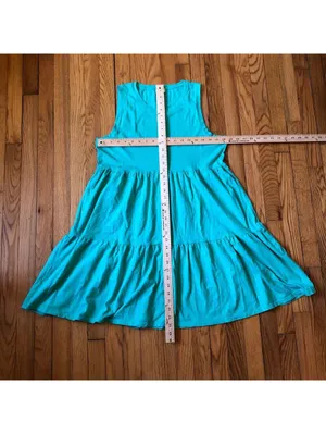 J.Crew EUC Women's Green Aqua Knit Sleeveless Dress Size M thumbnail 3