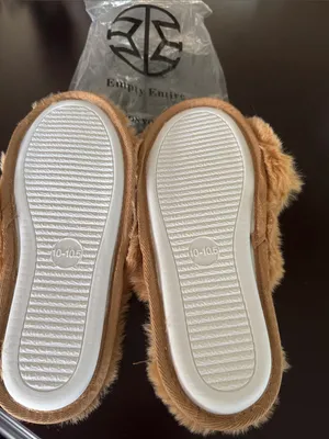 Plush Faux-Fur Slippers — Tan thumbnail 2