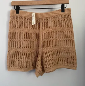 Aerie Small NEW Crochet Open Knit Shorts Tan Camel Resort Vacation Getaway thumbnail 1