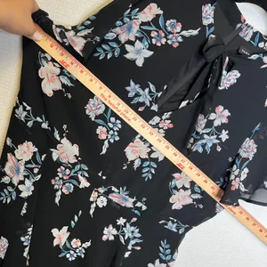 Torrid Black Floral Chiffon Tie Neck Flutter Sleeve Mini Dress Plus Size 18 thumbnail 5