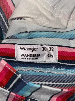 Wrangler NWT High Rise Multicolored Striped Flare Jeans Sz 30 x 32 Retro Western thumbnail 8