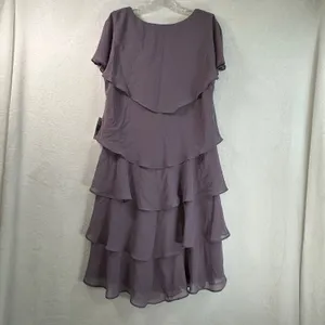Patra Lilac Purple Tiered Chiffon Midi Dress Rhinestone Brooch 6206 Size 16 NEW thumbnail 2