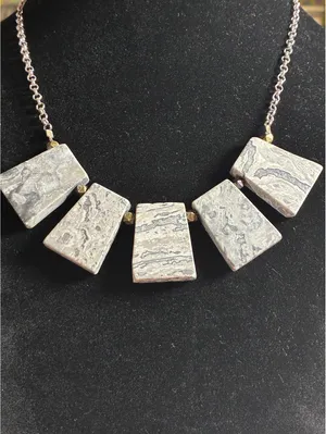 Picasso Marble Statement Necklace 19” Gray thumbnail 6
