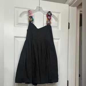 Queen Of Sparkles Black Flower Strap Dress thumbnail 4