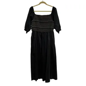 Old Navy Fit & Flare Off-the-Shoulder Cotton-Poplin Smocked Maxi Dress Size XL thumbnail 4