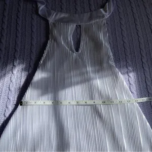 NWOT Lulus Pretty Aura White Satin Plisse Mock Neck Mini Swing Dress thumbnail 6