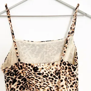Beginning Boutique Dress Size 2 Brown Leopard Slit Square Neck Mini‎ Maximalism thumbnail 5