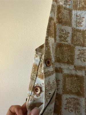 Brixton Cream and Tan Checker Cropped Overalls thumbnail 4