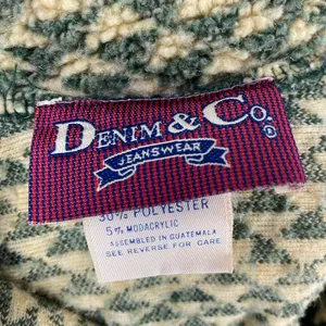 Vintage 90s Womens Fair Isle Moose Christmas Fleece Shirt Jacket Shacket Medium thumbnail 7