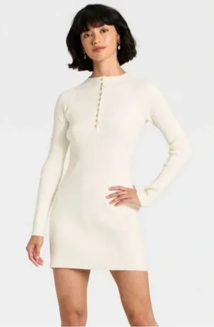 NWT Universal Thread white ribbed sweater dress thumbnail 1