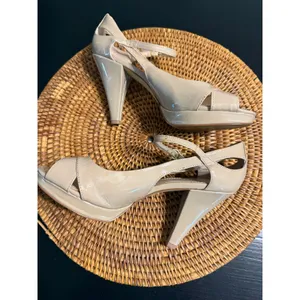 Franco Sarto Nude Patent Peep Toe Platform Heels Ankle Strap Pumps Size 8.5M‎ thumbnail 9