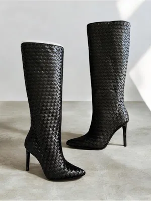 INC Savonia Woven Knee High Stiletto Boots in Black, Size 6.5, NEW in Box $229.5 thumbnail 10