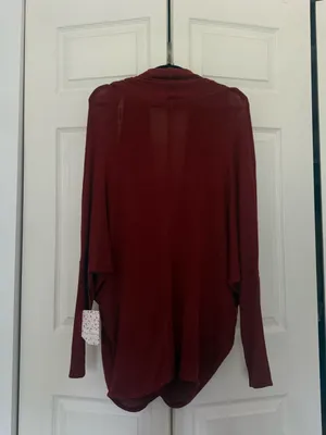 NWT Free People Sheila Hacci Top Mahogany Combo Dark Red Wrap Top Drapey Medium thumbnail 10