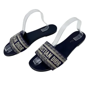 CHRISTIAN DIOR Dway Navy Blue Slide Sandal Embroidered Logo EU 40.5 US 10.5 thumbnail 5