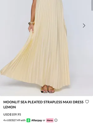 Hello Molly- Moonlit sea pleated strapless maxi dress lemon thumbnail 2