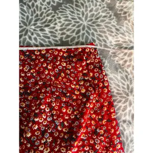 SheIn Red‎ Ditsy Floral Maxi Skirt XS Side Slit High Rise Cottagecore Boho Chic Garden thumbnail 4