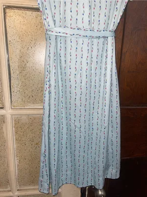 Vintage Lorac Original Dress Light Blue Striped Tie-Waist Midi Dress - Sz Medium thumbnail 3