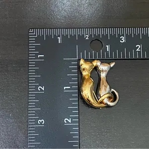 Vintage PUCCINI Signed Two-tone Gold/Silver Polished Sitting Together Cat Brooch thumbnail 7
