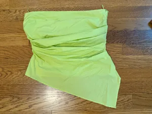 Zara Lime Green Strapless Asymmetric Draped Top size S thumbnail 8