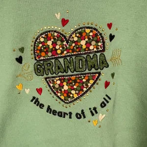 M&C Sportswear Vintage XL Green Grandma Pullover Sweatshirt Grannycore Cottage thumbnail 2