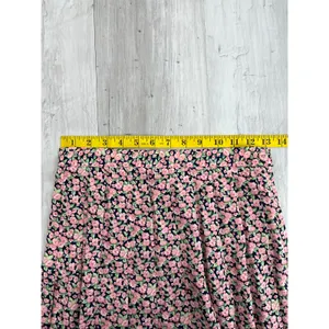 Susan Bristol Components Vintage Pleated Floral Skirt Rayon USA 8 Cottagecore Prairie Pink thumbnail 8