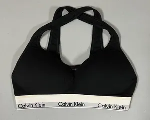 Calvin Klein Black Logo Padded Racerback Sports Bra Bralette Bra-Top Lingerie Size M 🖤 thumbnail 3