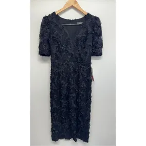 AQUA Formal Dress Size 2 Black Lace Knee Length Cocktail‎ Party Short Sleeve NWT thumbnail 2