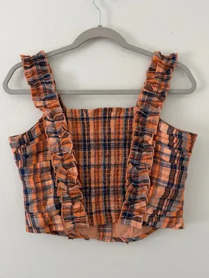 NWT Verb by Pallavi Singhee Anthropologie Cotton Ruffle Plaid Gingham Top medium thumbnail 12
