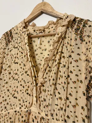 Free People Rare Feeling Pleated Maxi Dress In Neutral Size Small Floral thumbnail 6